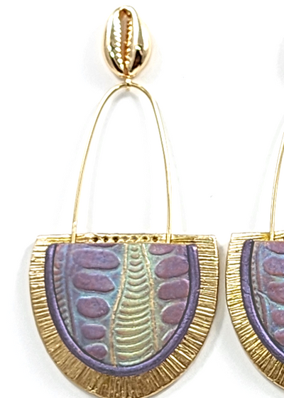 Earrings "EP-67 Purple/Blue/Gold" (pierced)  by Dianne Hayes Quarles