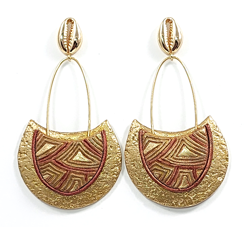 Earrings "EP-68 Red/Gold Triangle" (pierced)  by Dianne Hayes Quarles