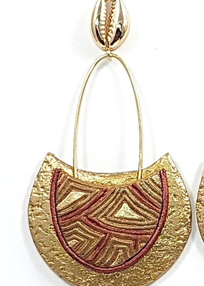 Earrings "EP-68 Red/Gold Triangle" (pierced)  by Dianne Hayes Quarles