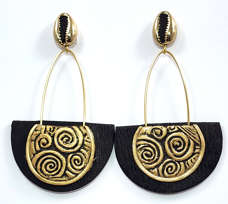 Earrings "EP-73 Black/Gold" clip-on  by Dianne Hayes Quarles