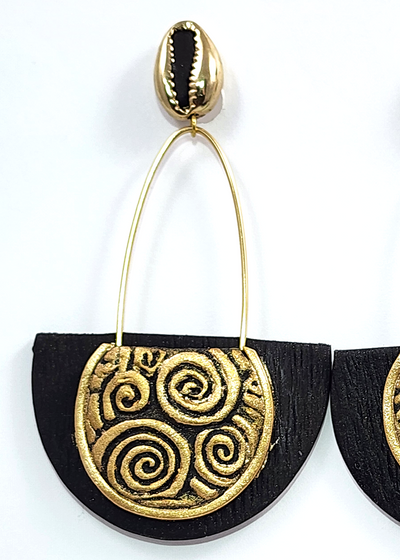 Earrings "EP-73 Black/Gold" clip-on  by Dianne Hayes Quarles