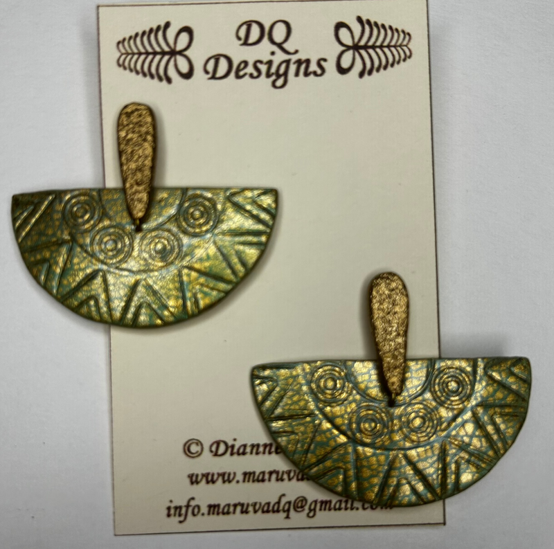 Earrings "EP-56 Green/Gold" by Dianne Hayes Quarles