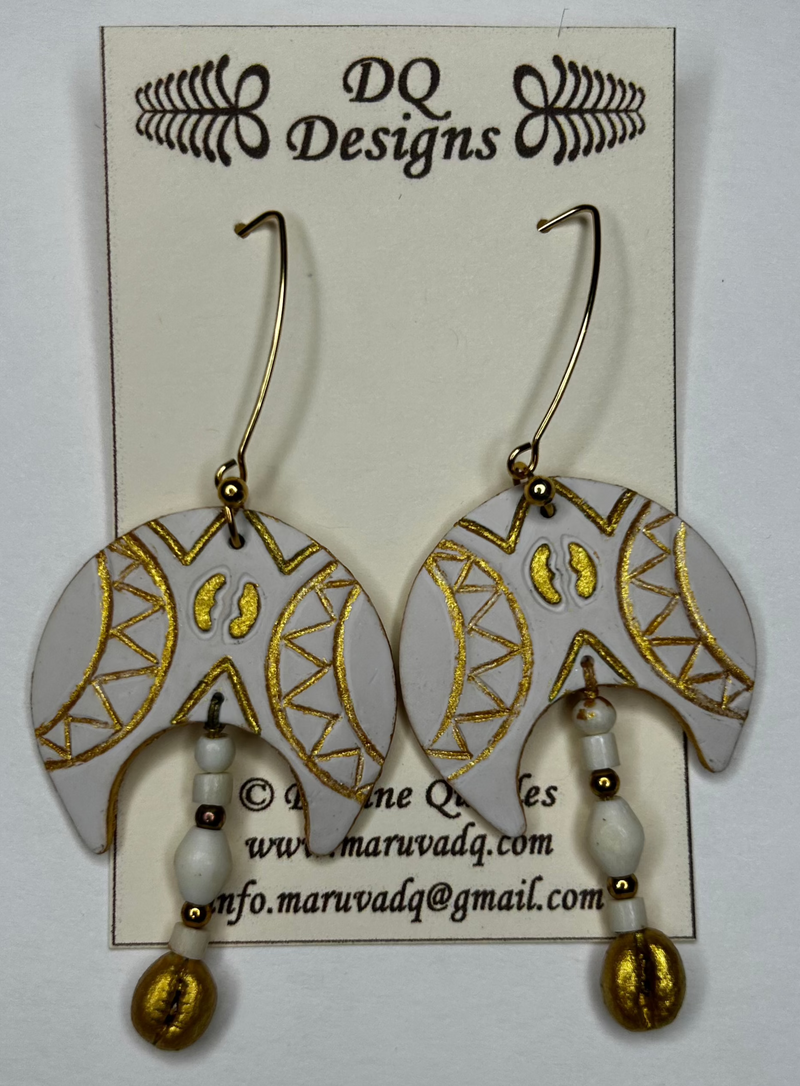 Earrings "EP-86 Off-White/Gold" by Dianne Hayes Quarles