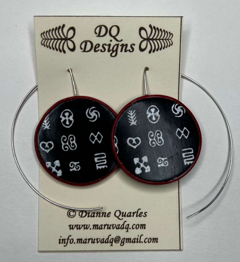 Earrings "EP-62 Blk/Rd/Wht" by Dianne Hayes Quarles