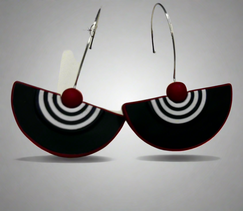 Earrings "EP-60 Red/Blk/Wht" by Dianne Hayes Quarles