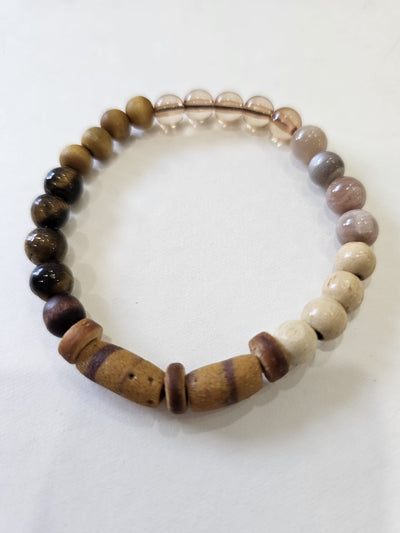 Natural Stone beaded bracelet (Moonstone, african beads, tiger's eye) by Tonnie's Chest