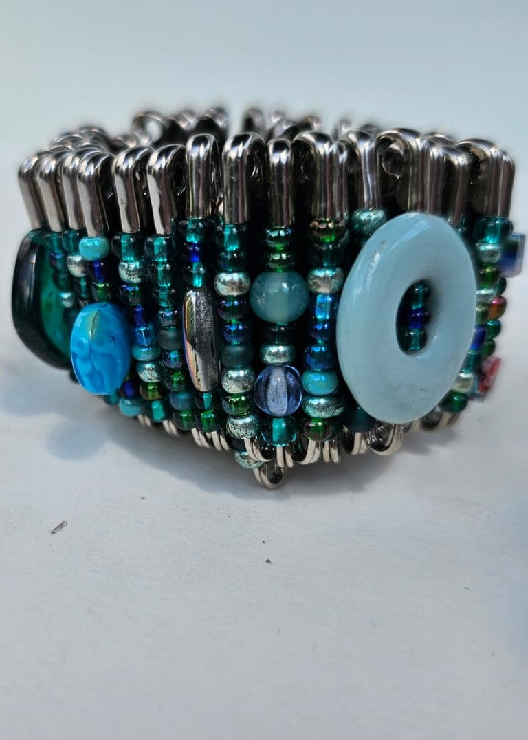 Safety Pin Bracelets by K. Joy Peters (Turquoise)