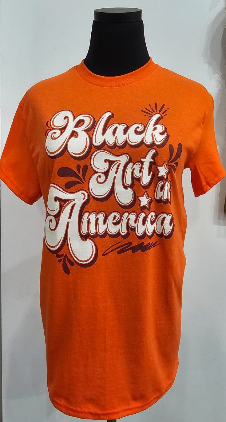 Black Art In America (Retro T-Shirt) orange w/white letters