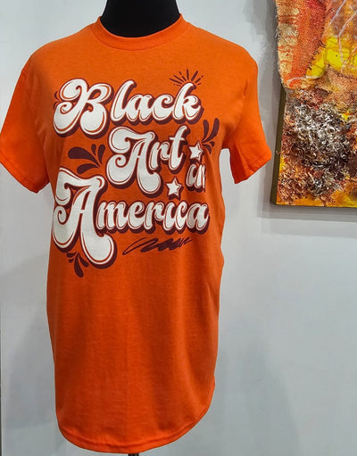 Black Art In America (Retro T-Shirt) orange w/white letters